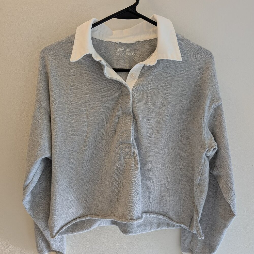 American Eagle Long Sleeve Tee – XS Grey & White